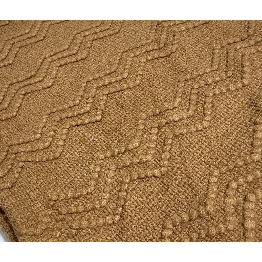 Bourina Decorative Throw Blanket Accent Quilt Tan Brown Reversible Fringe Cozy